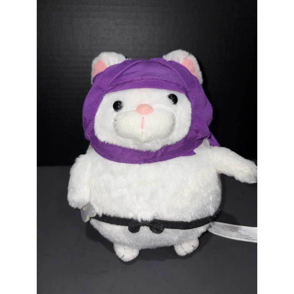 Kawaii Hige Manjyu Maneki  Plush  Ninja White Fat Cat 10.5"H Chonky Kitty Anime